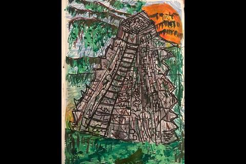 Mayan sacrifice temple in the jungle by Blue